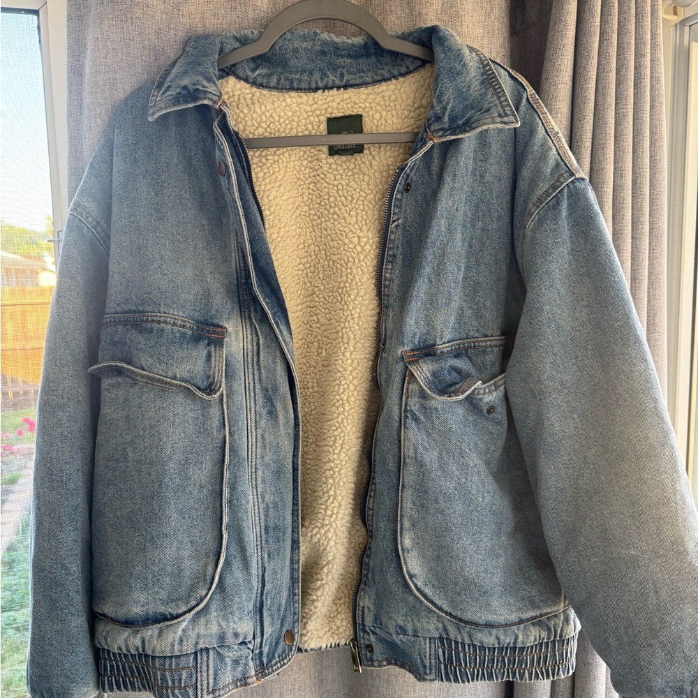 Wild FableBlue Denim Sherpa-Lined Jacket